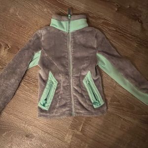 Youth girls fleece jacket size 6/6X. Teal green and grey.